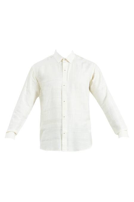 Shop_Bhusattva_White Organic Silk Shirt _Online_at_Aza_Fashions