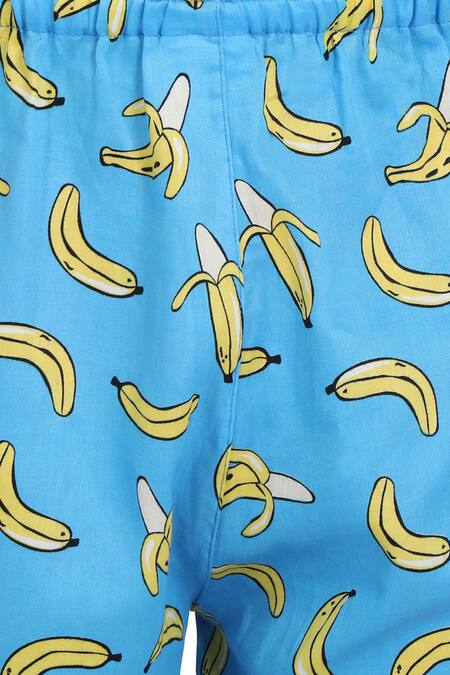 Nigh Nigh_Blue Cotton Printed Night Suit Set _Online_at_Aza_Fashions