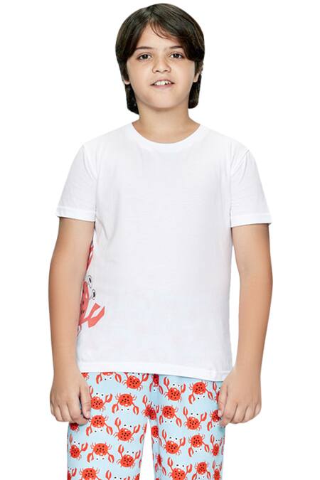 Nigh Nigh_Blue Cotton Printed Night Suit Set _Online_at_Aza_Fashions