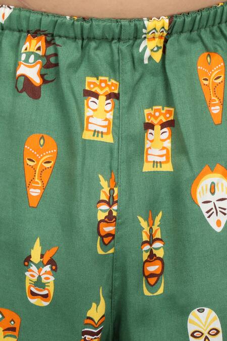 Nigh Nigh_Beige Cotton Printed Night Suit Set _Online_at_Aza_Fashions