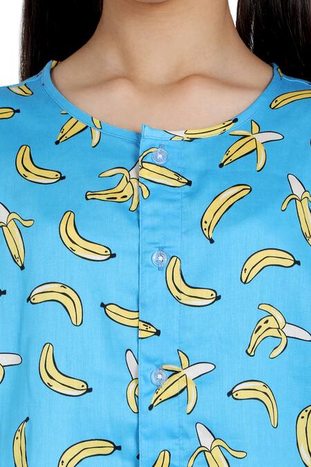 Nigh Nigh_Blue Cotton Printed Pyjama Set _Online_at_Aza_Fashions