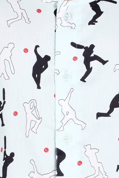 Nigh Nigh_Blue Cotton Printed Pyjama Set _Online_at_Aza_Fashions