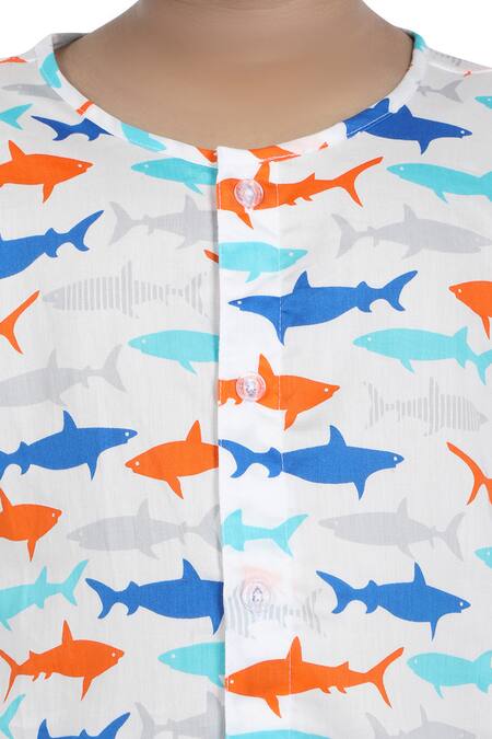 Nigh Nigh_Blue Cotton Printed Pyjama Set _Online_at_Aza_Fashions