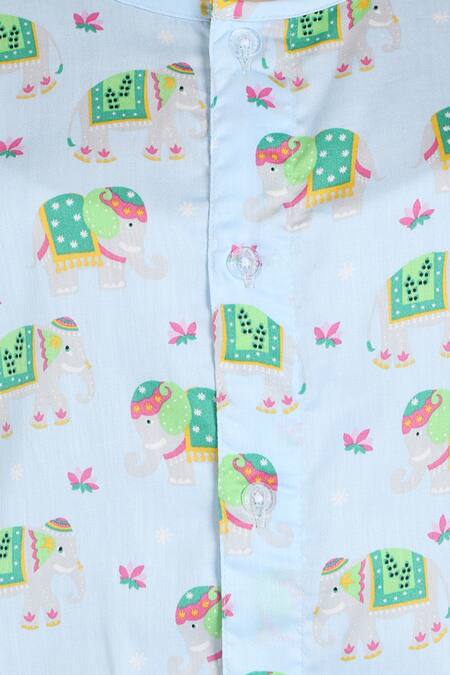 Nigh Nigh_Blue Cotton Printed Pyjama Set _Online_at_Aza_Fashions