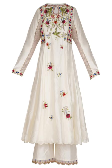 Priyanka Jain_White Chanderi Anarkali Palazzo Set_Online_at_Aza_Fashions