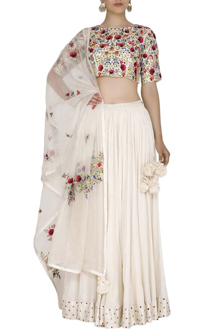 Priyanka Jain Chanderi Embroidered Lehenga Set 