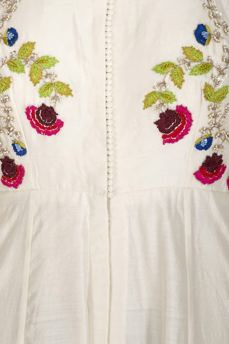 Buy_Priyanka Jain_White Chanderi Jumpsuit_Online_at_Aza_Fashions