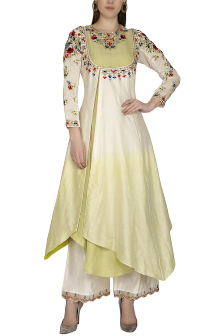 Priyanka Jain Chanderi Silk Layered Kurta Set 