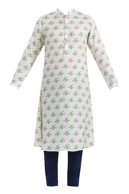 Shop Nautanky Beige Printed Bundi Kurta Set Online at Aza Fashions Shop_Nautanky_Beige Printed Bundi Kurta Set _Online_at_Aza_Fashions