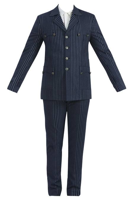 Buy_Nautanky_Blue Cotton Striped Jacket With Pant _Online_at_Aza_Fashions
