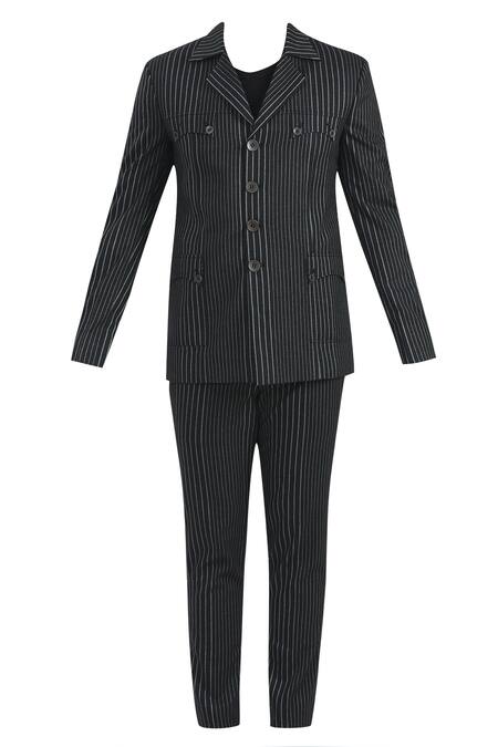 Buy_Nautanky_Black Cotton Striped Jacket With Pant _Online_at_Aza_Fashions