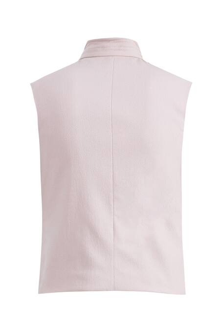 Shop Nautanky Pink Cotton Button Front Bundi Online at Aza Fashions Shop_Nautanky_Pink Cotton Button Front Bundi _Online_at_Aza_Fashions