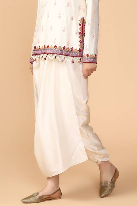 Buy_Tarun Tahiliani_White Pure Silk Dhoti Pant _Online_at_Aza_Fashions