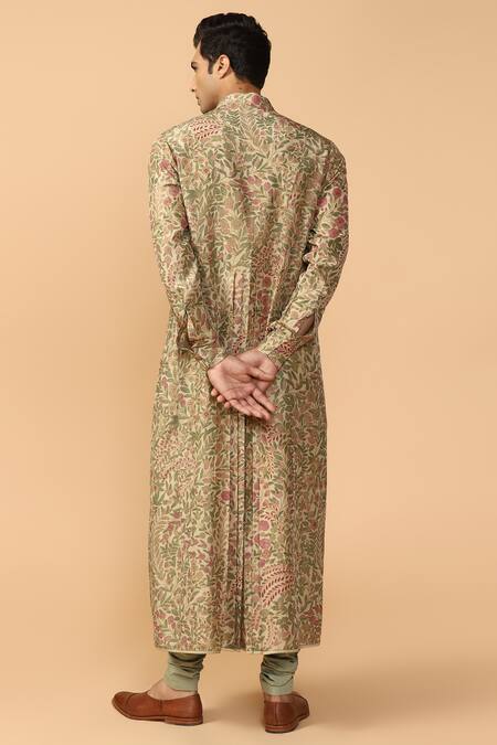 Shop Tarun Tahiliani White Silk Kurta Set at Aza Fashions Shop_Tarun Tahiliani_White Silk Kurta Set _at_Aza_Fashions