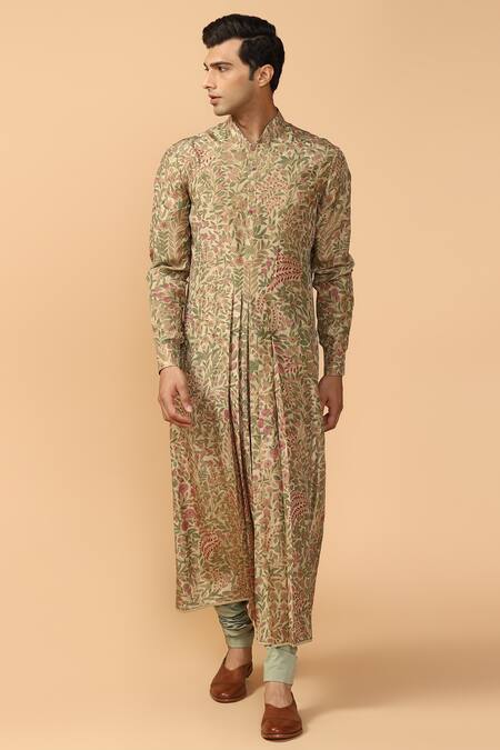 Tarun Tahiliani White Silk Kurta Set Online at Aza Fashions Tarun Tahiliani_White Silk Kurta Set _Online_at_Aza_Fashions