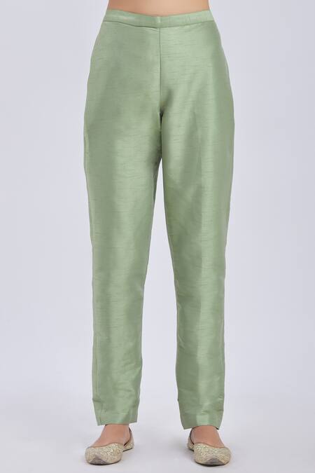 Shop_Roora By Ritam_Green Silk Kurta Set_Online_at_Aza_Fashions