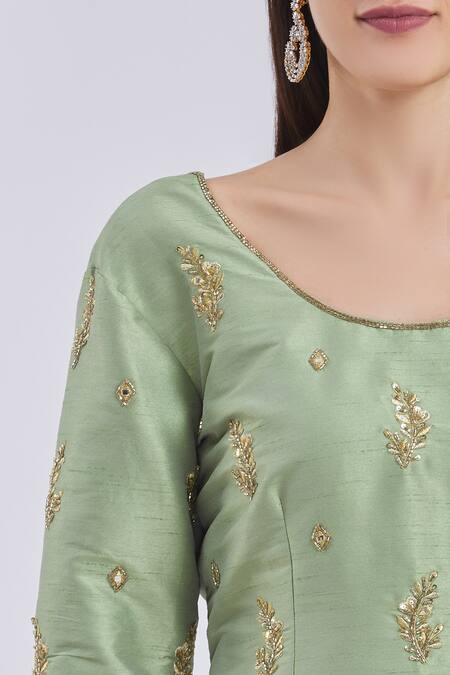 Roora By Ritam_Green Silk Kurta Set_at_Aza_Fashions