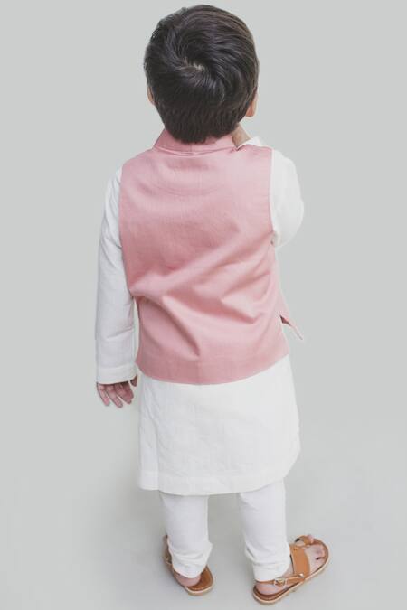 Shop Tiber Taber White Cotton Satin Bundi Kurta Set at Aza Fashions Shop_Tiber Taber_White Cotton Satin Bundi Kurta Set _at_Aza_Fashions