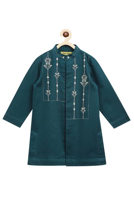 Tiber Taber Green 100% Cotton Satin Kurta Set Online at Aza Fashions Tiber Taber_Green 100% Cotton Satin Kurta Set _Online_at_Aza_Fashions