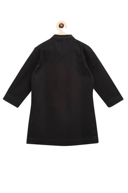 Buy_Tiber Taber_Black Satin, Embroidery Kurta Set_Online_at_Aza_Fashions