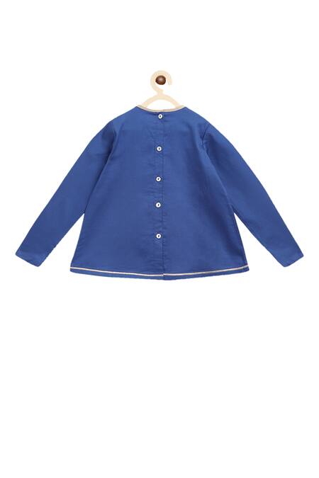 Buy_Tiber Taber_Blue Cotton Satin Kurta Dhoti Set _Online_at_Aza_Fashions