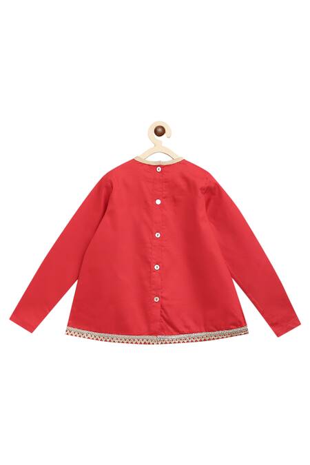 Buy_Tiber Taber_Red Cotton Satin Kurta Dhoti Set _Online_at_Aza_Fashions