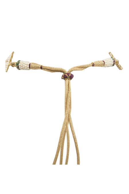 Buy_Auraa Trends_Gold Plated Beads, Stones Kundan Choker Set _Online_at_Aza_Fashions