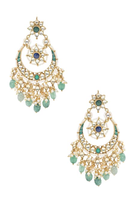 Auraa Trends Gold Plated Kundan Chandbalis 