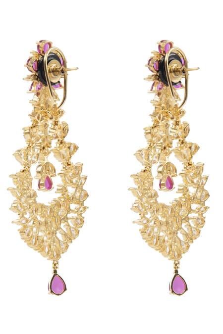 Buy_Auraa Trends_Gold Plated Stones Danglers_Online_at_Aza_Fashions