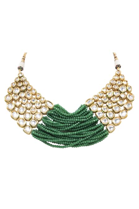 Buy_Auraa Trends_Gold Plated Beads, Stones Necklace Set _Online_at_Aza_Fashions