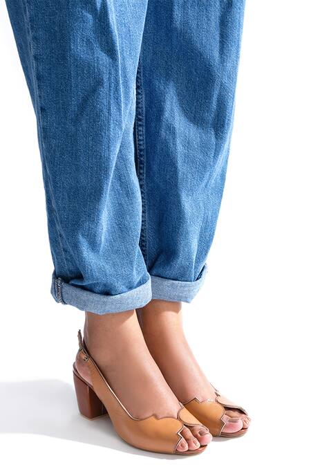 Shop Oceedee Brown Peep Toe Heel Sandals at Aza Fashions Shop_Oceedee_Brown Peep Toe Heel Sandals_at_Aza_Fashions