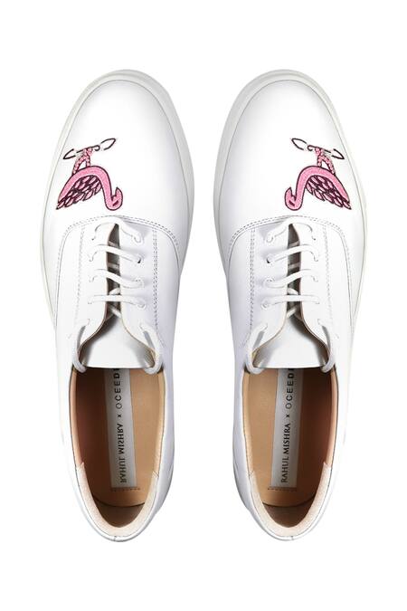 Shop_Oceedee X Rahul Mishra_White Embroidered Shoes_at_Aza_Fashions