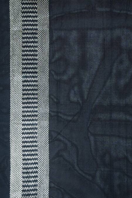 Ekaya Banaras Black Silk Saree With Running Blouse Fabric Online at Aza Fashions Ekaya Banaras_Black Silk Saree With Running Blouse Fabric_Online_at_Aza_Fashions