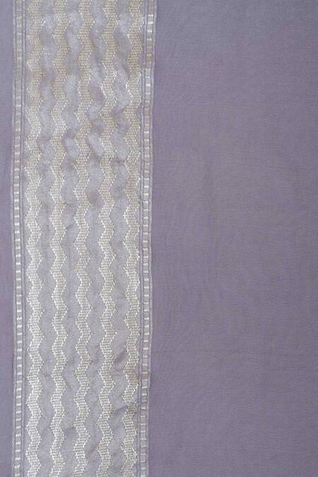 Ekaya Banaras_Grey Georgette Banarasi Silk Saree With Running Blouse Fabric_Online_at_Aza_Fashions