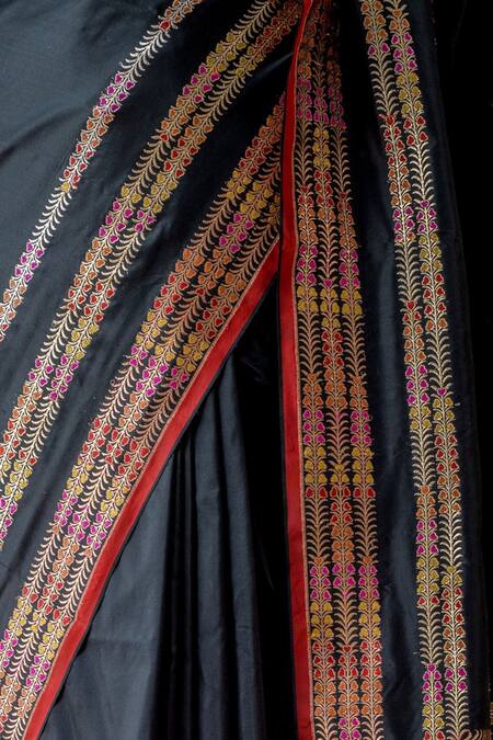 Buy_Ekaya Banaras_Black Banarasi Silk Saree With Running Blouse Fabric_Online_at_Aza_Fashions