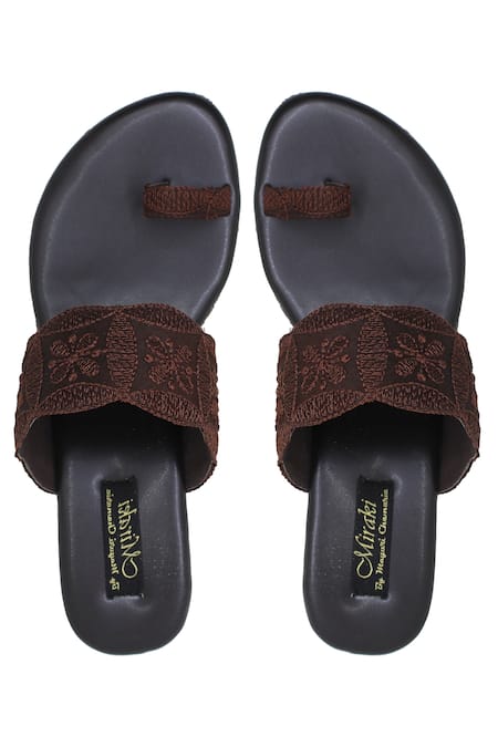 Shop_Miraki_Black Embroidery Wedges _at_Aza_Fashions