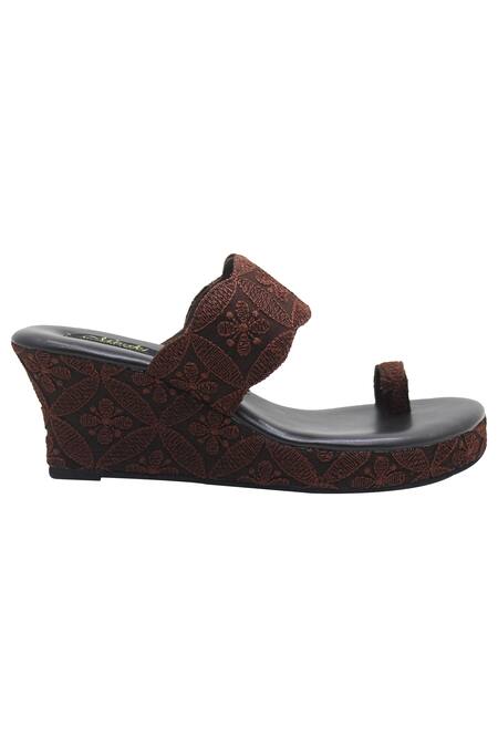 Buy Miraki Black Embroidery Wedges Online at Aza Fashions Buy_Miraki_Black Embroidery Wedges _Online_at_Aza_Fashions