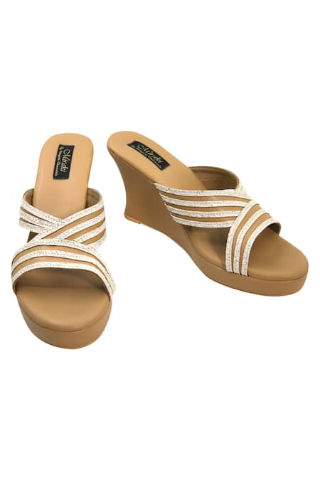 Miraki White Glitter Shimmer Wedges 