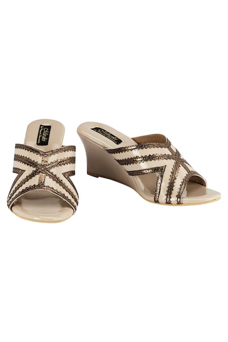 Miraki Beige Embroidery Wedges 