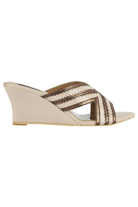 Buy Miraki Beige Embroidery Wedges Online at Aza Fashions Buy_Miraki_Beige Embroidery Wedges _Online_at_Aza_Fashions