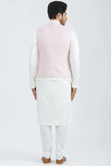 Shop Nivedita Saboo Pink Jute Silk Overlap Bundi at Aza Fashions Shop_Nivedita Saboo_Pink Jute Silk Overlap Bundi _at_Aza_Fashions