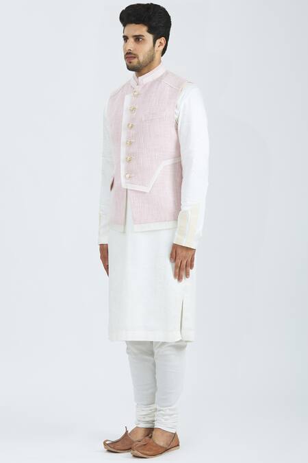 Nivedita Saboo Pink Jute Silk Overlap Bundi Online at Aza Fashions Nivedita Saboo_Pink Jute Silk Overlap Bundi _Online_at_Aza_Fashions