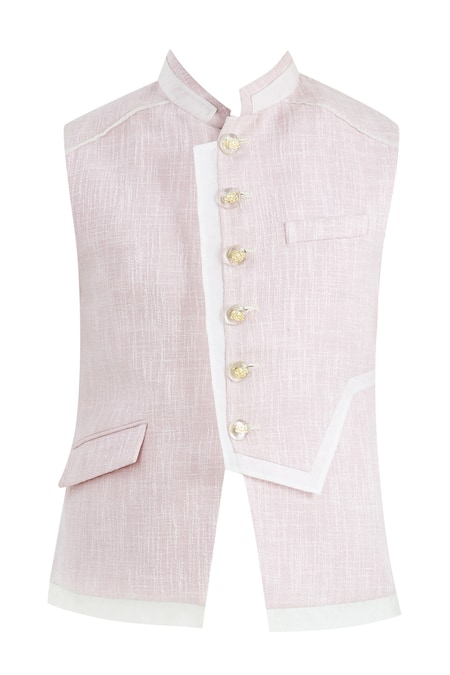 Buy Nivedita Saboo Pink Jute Silk Overlap Bundi Online at Aza Fashions Buy_Nivedita Saboo_Pink Jute Silk Overlap Bundi _Online_at_Aza_Fashions