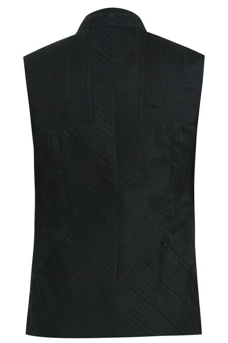 Shop Nivedita Saboo Black Organza Pleated Bundi Online at Aza Fashions Shop_Nivedita Saboo_Black Organza Pleated Bundi _Online_at_Aza_Fashions