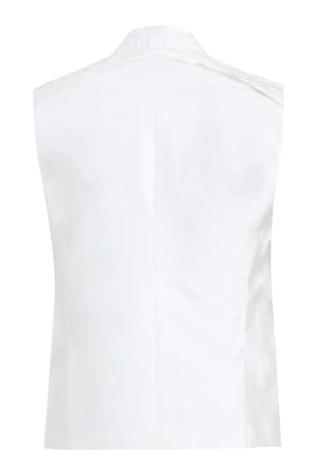 Shop_Nivedita Saboo_White Organza Pleated Bundi  _Online_at_Aza_Fashions