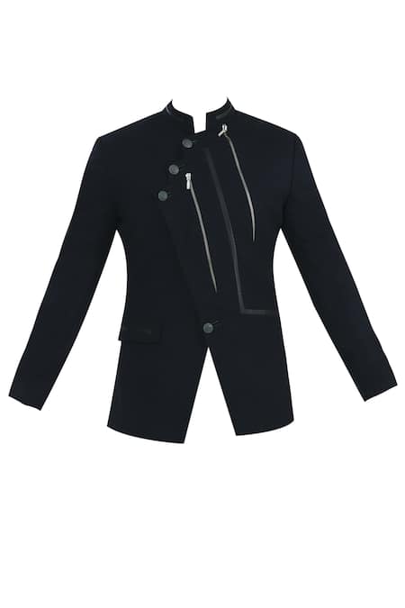 Buy_Nivedita Saboo_Blue Wool Slim Fit Bandhgala _Online_at_Aza_Fashions