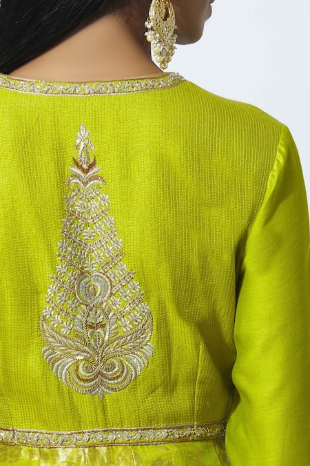 Rar Studio_Green Chanderi Handloom Kurta Lehenga Set_at_Aza_Fashions