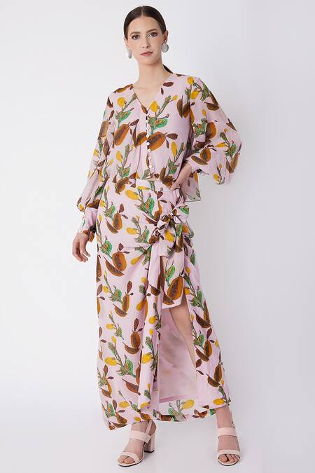 Masaba Pink Rapier Cotton Printed Skirt Set