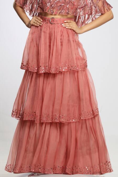 Buy Ohaila Khan Pink Organza, Layered Maxi Skirt Online at Aza Fashions Buy_Ohaila Khan_Pink Organza, Layered Maxi Skirt _Online_at_Aza_Fashions