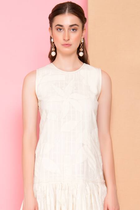 Buy_Sahil Kochhar_White Cotton Round Printed Dress_Online_at_Aza_Fashions